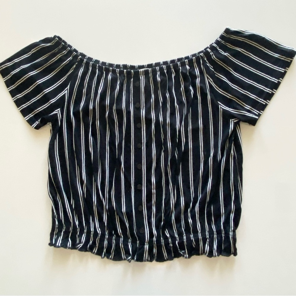 H&M Off the Shoulder Strip Top - black